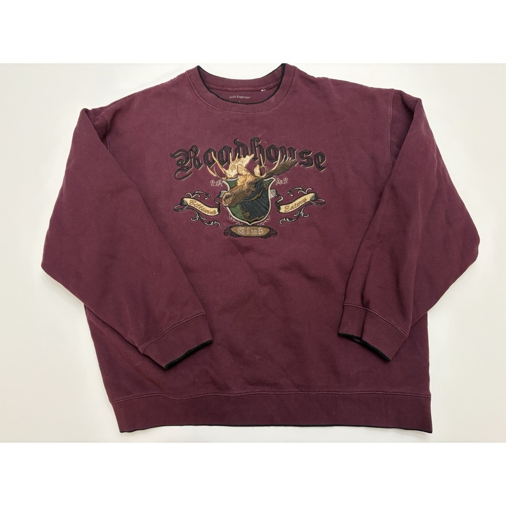 Vintage Roadhouse Moose Embroidered Crewneck Sweatshirt Size Large Croft Barrow